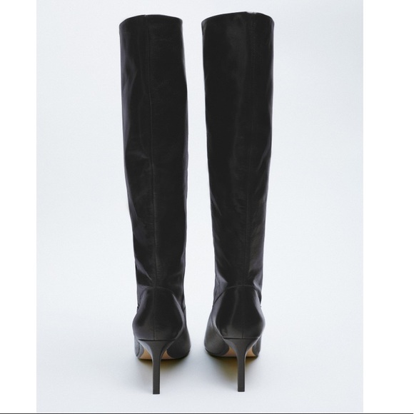 NEW! Zara Heeled Leather Knee Boots - Picture 2 of 14